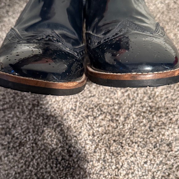Navy Blue Patent Leather Chelsea Boots. Made in Europe. One of a kind. - Picture 6 of 11